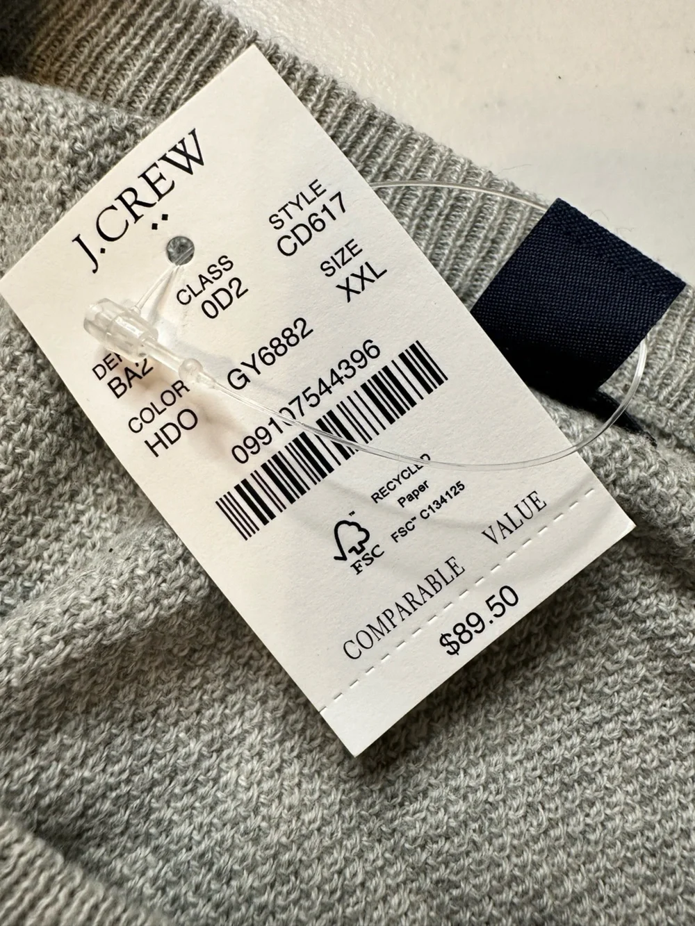 NWT J. Crew Lightweight Gray Crew Neck Sweater - Size XXL